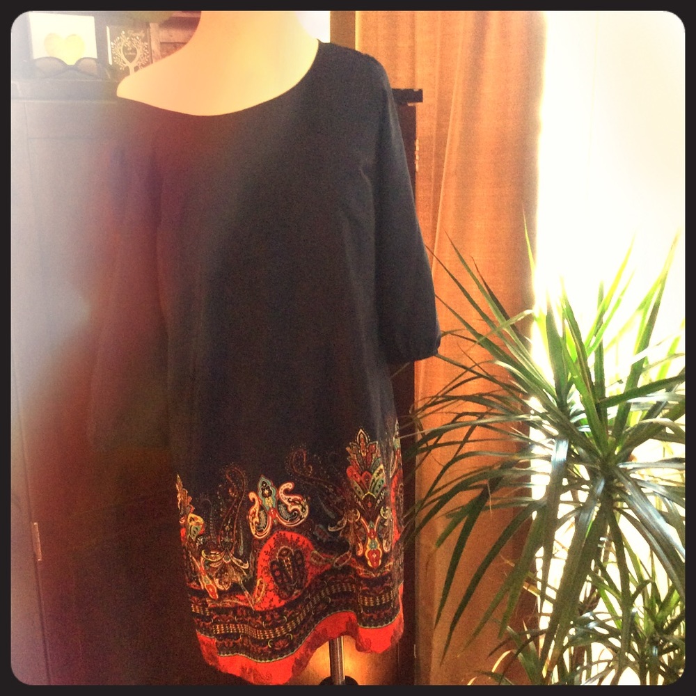 Navy & black with paisley dress